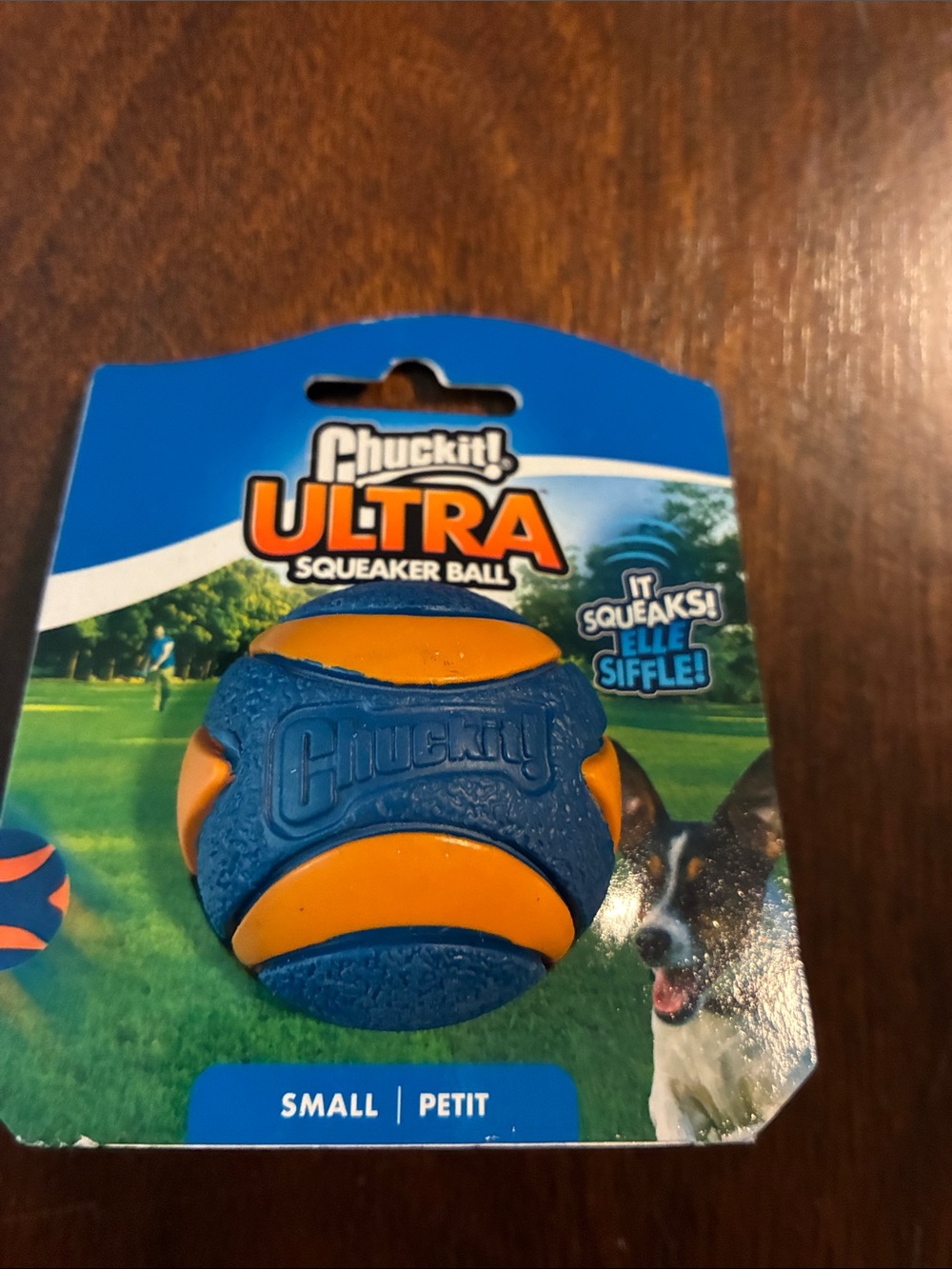 Ultra Squeaker Ball for Small Pets — Blue & Orange